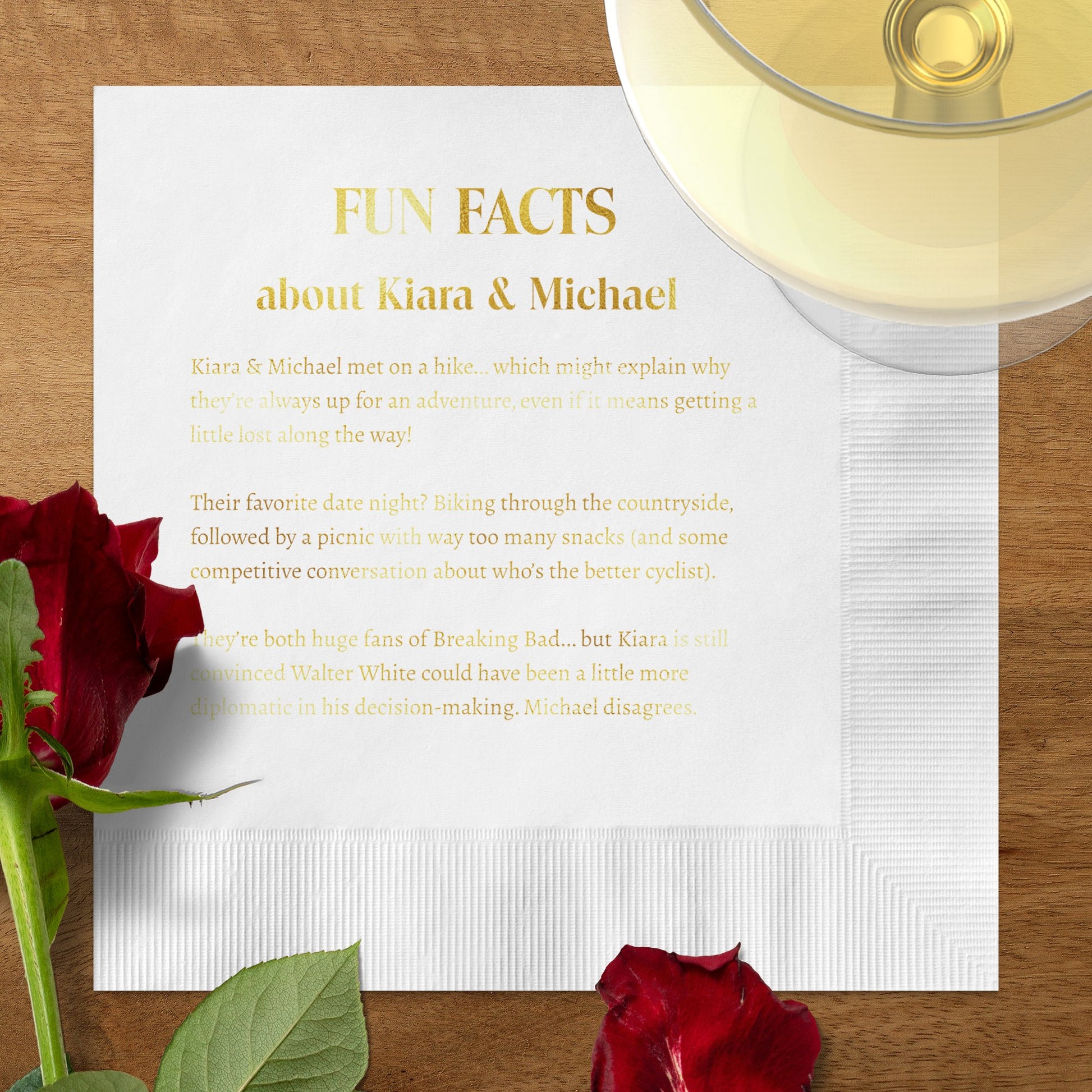 Fun Facts Napkin with Roses and Wine product