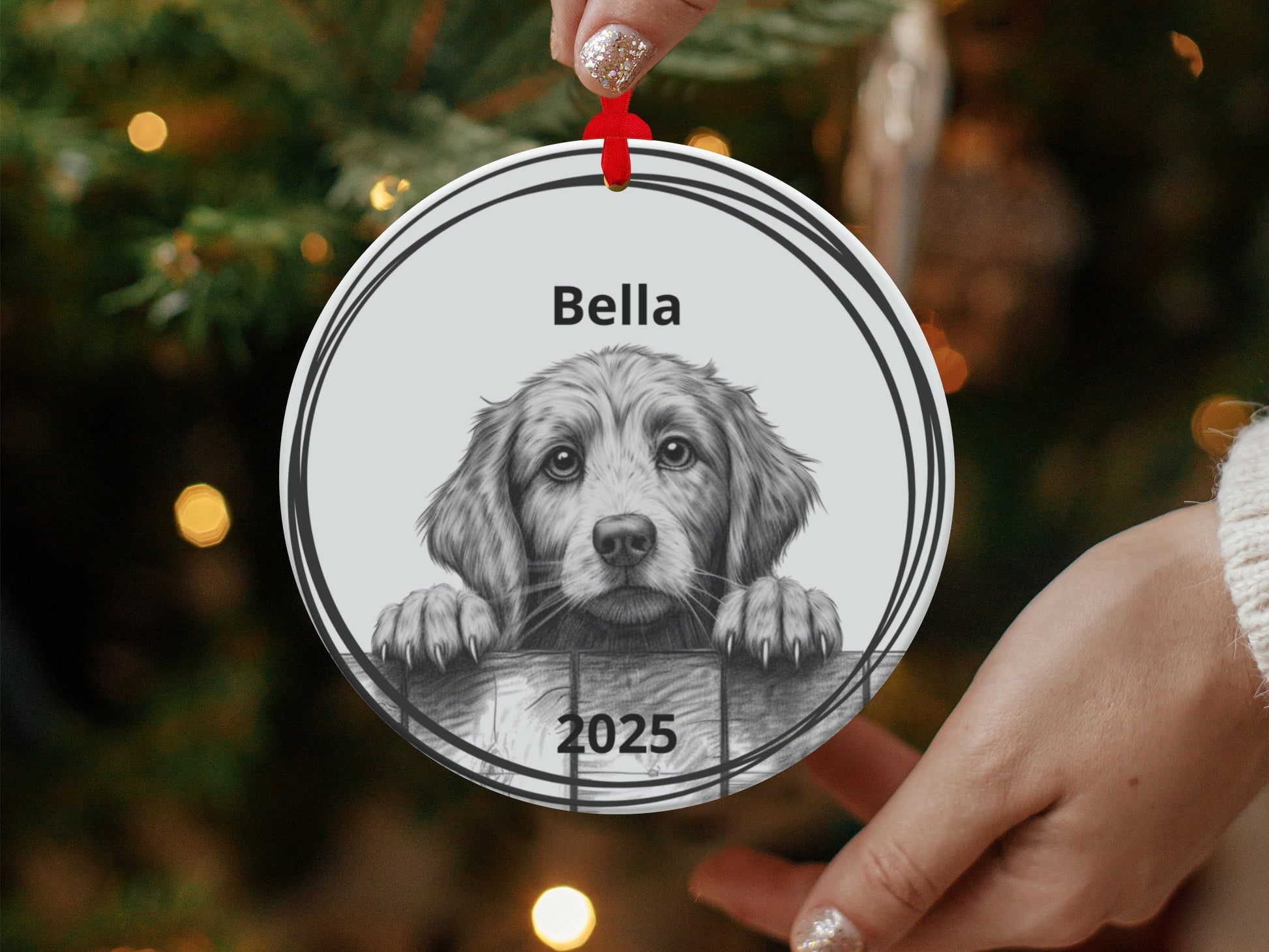 Personalized Holiday Dog Photo Christmas Ornament product