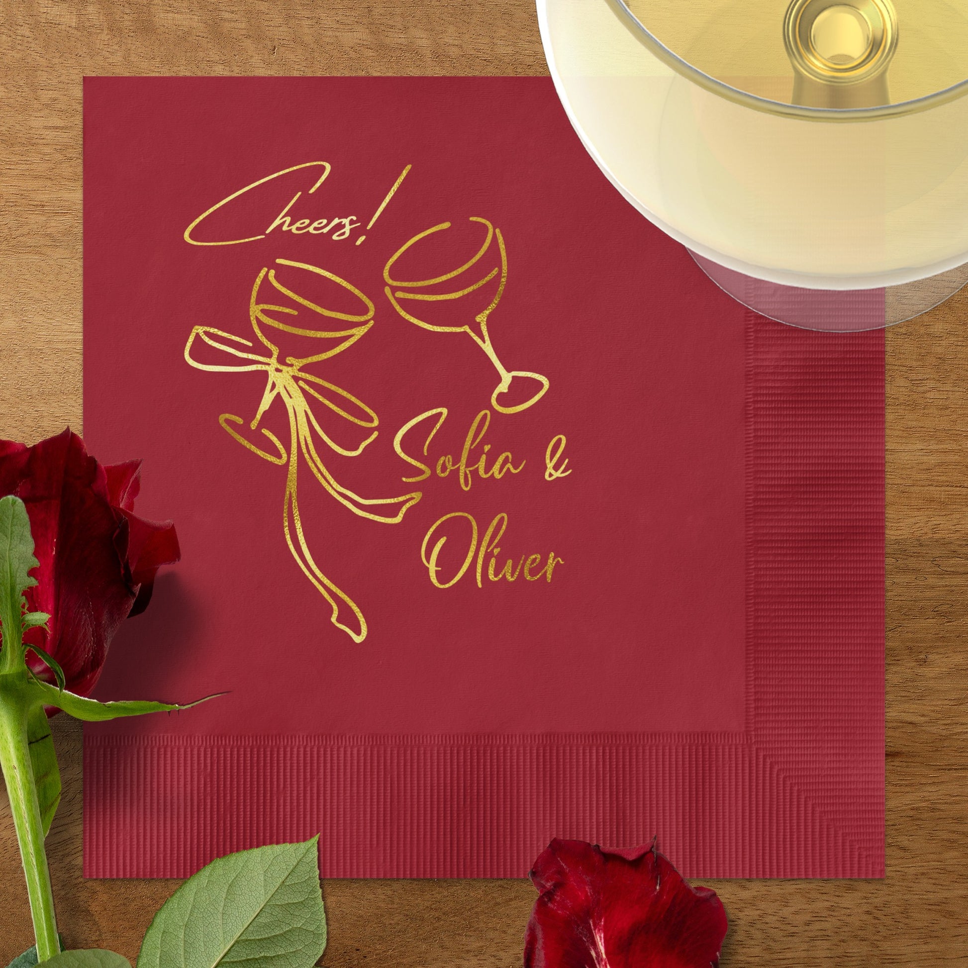 Cheers Sofia and Oliver Custom Red Napkins product