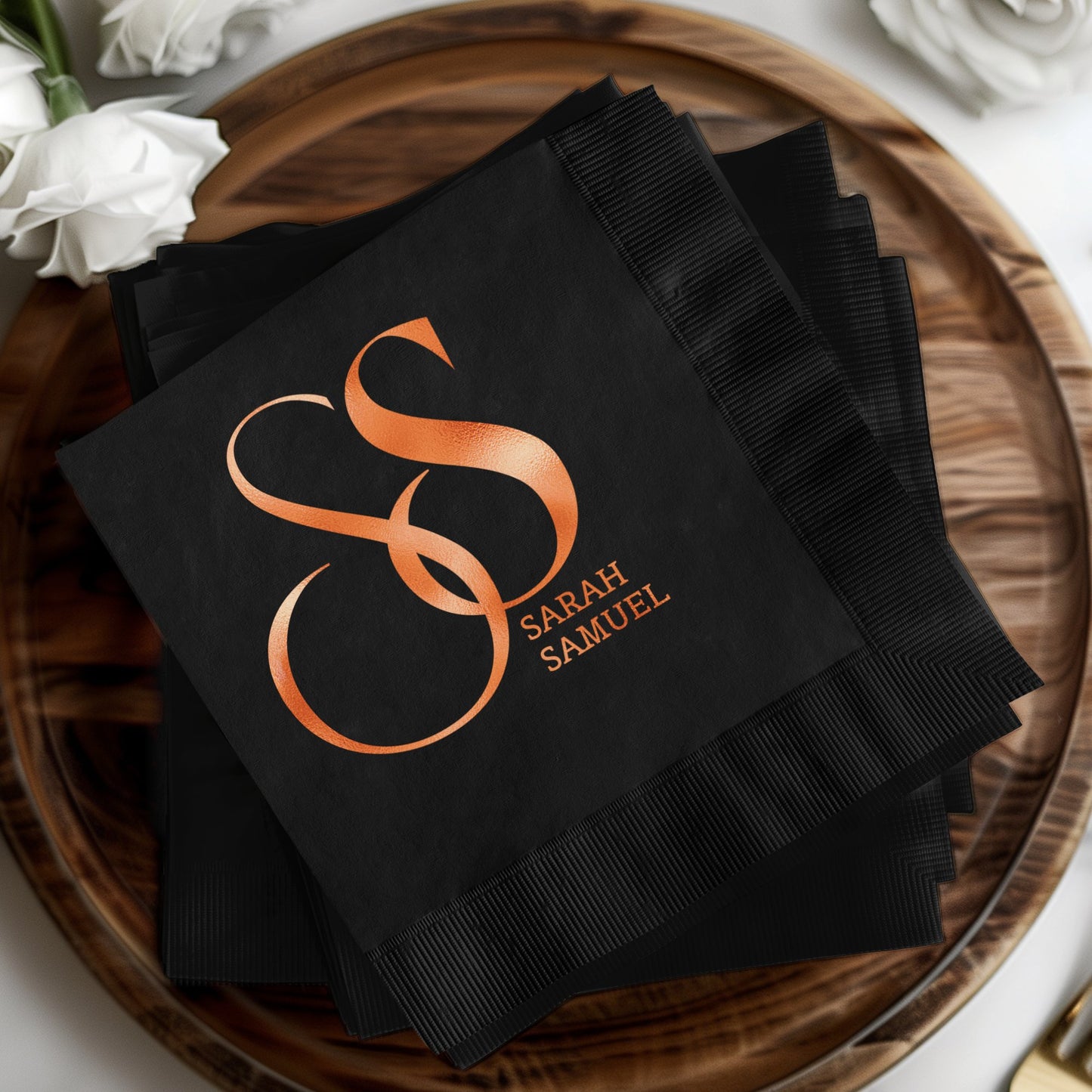 Personalized Black Monogrammed Wedding Napkin product type