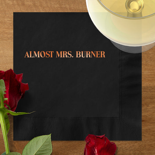 ALMOST MRS. BURNER Printed Black Napkins product