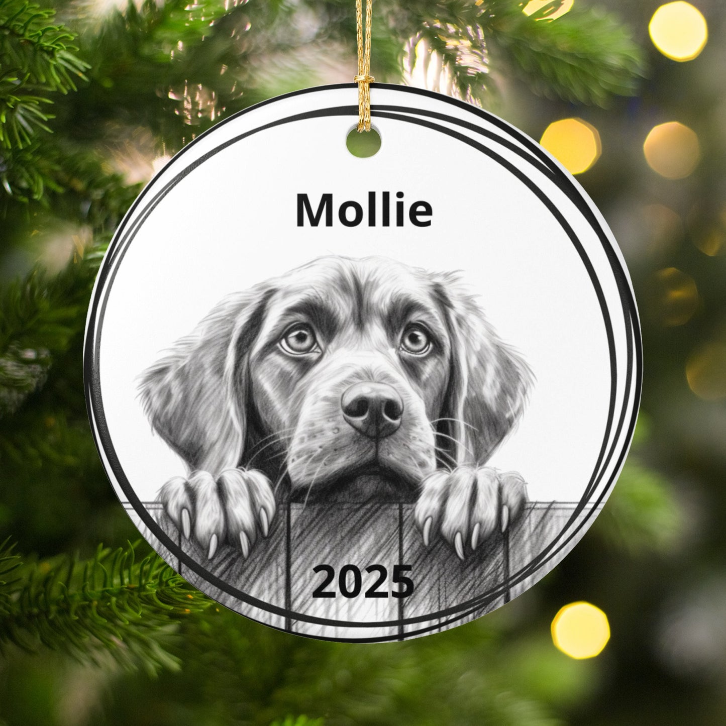 Personalized Dog Portrait Christmas Ornament product