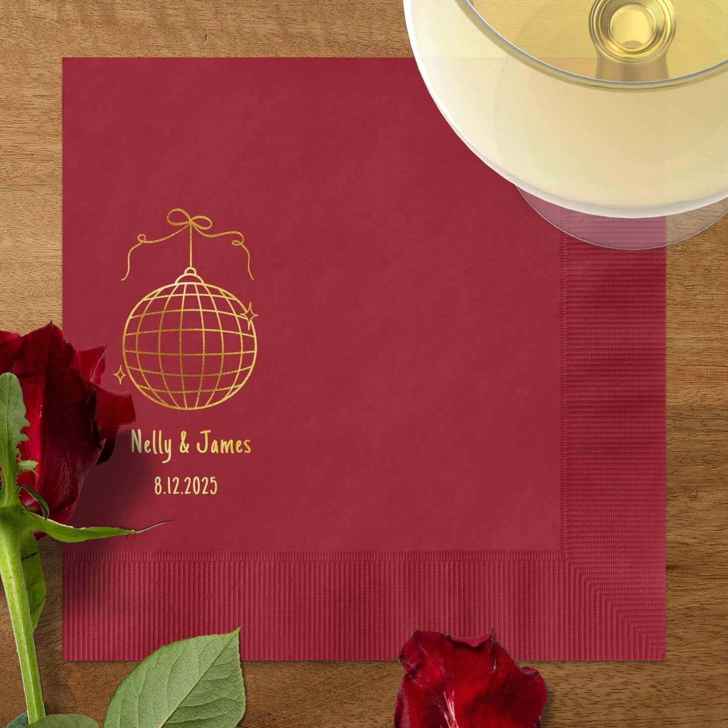 Personalized Wedding Napkins Disco Ball Design product type