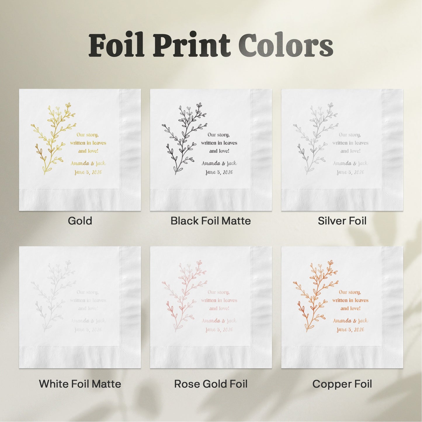 Foil Print Color Options for Customizable Product