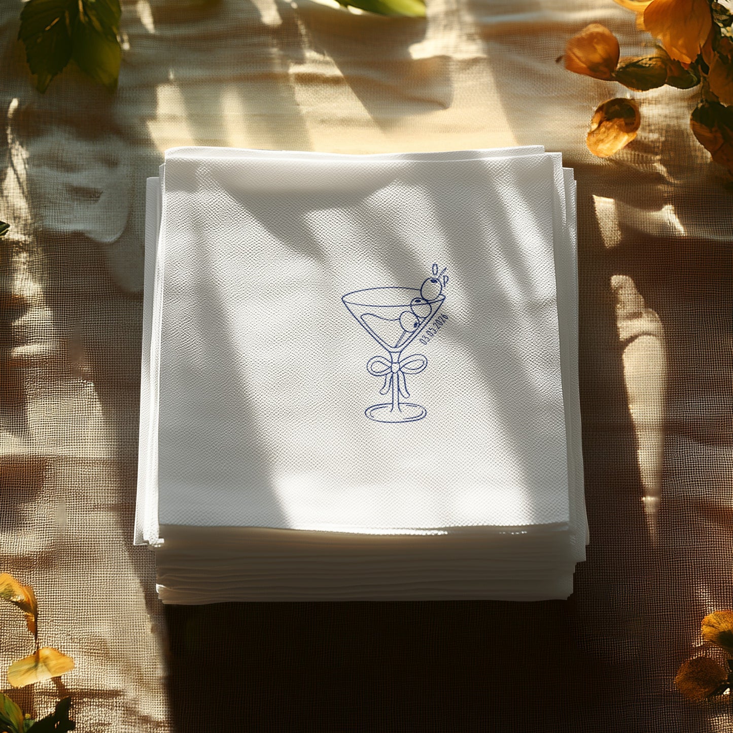 Elegant Cocktail Design White Beverage Napkin product