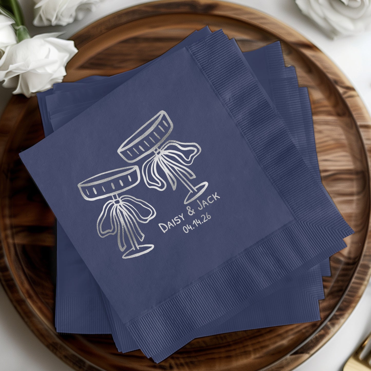 Personalized Wedding Toast Date Imprinted Napkins product