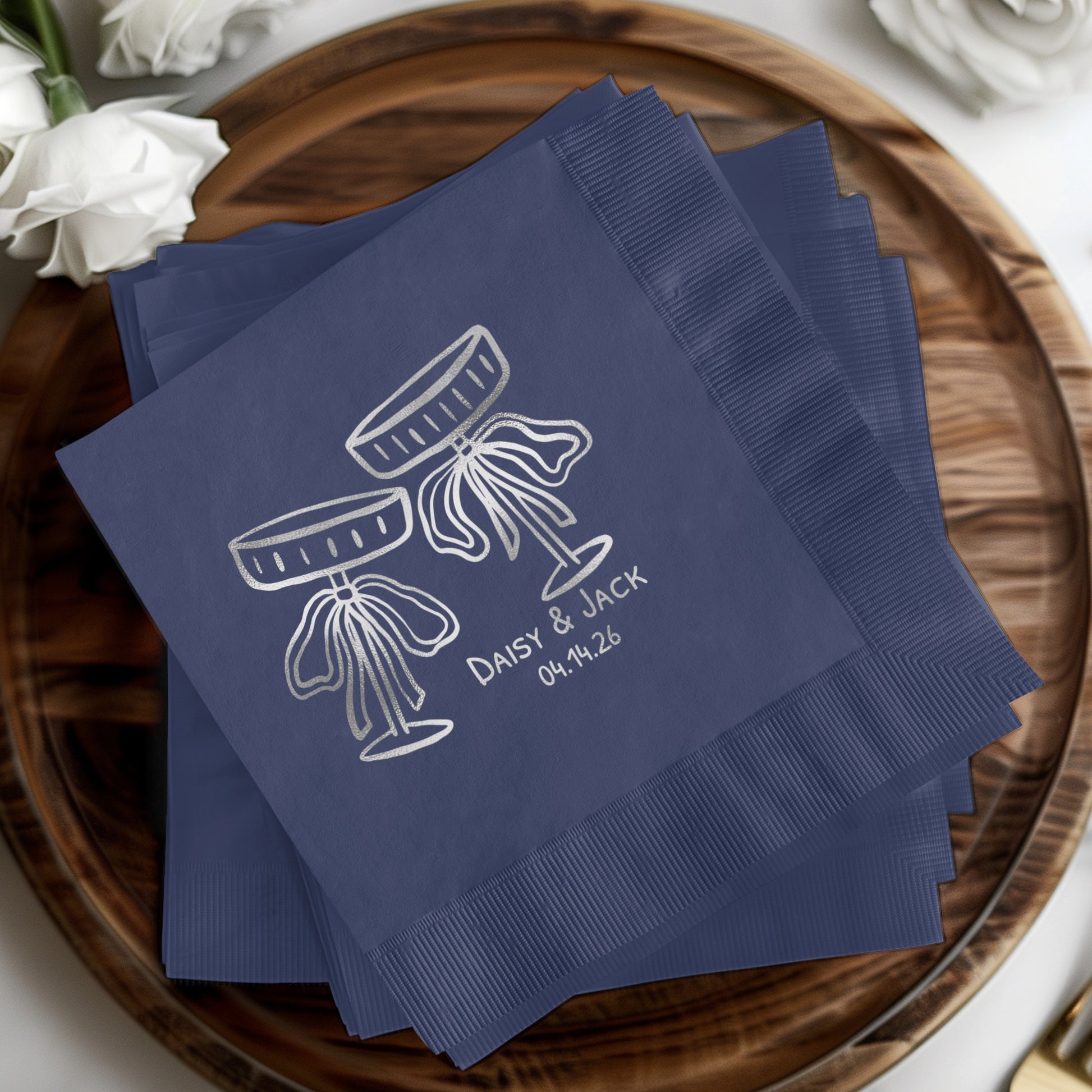 Personalized Wedding Toast Date Imprinted Napkins product
