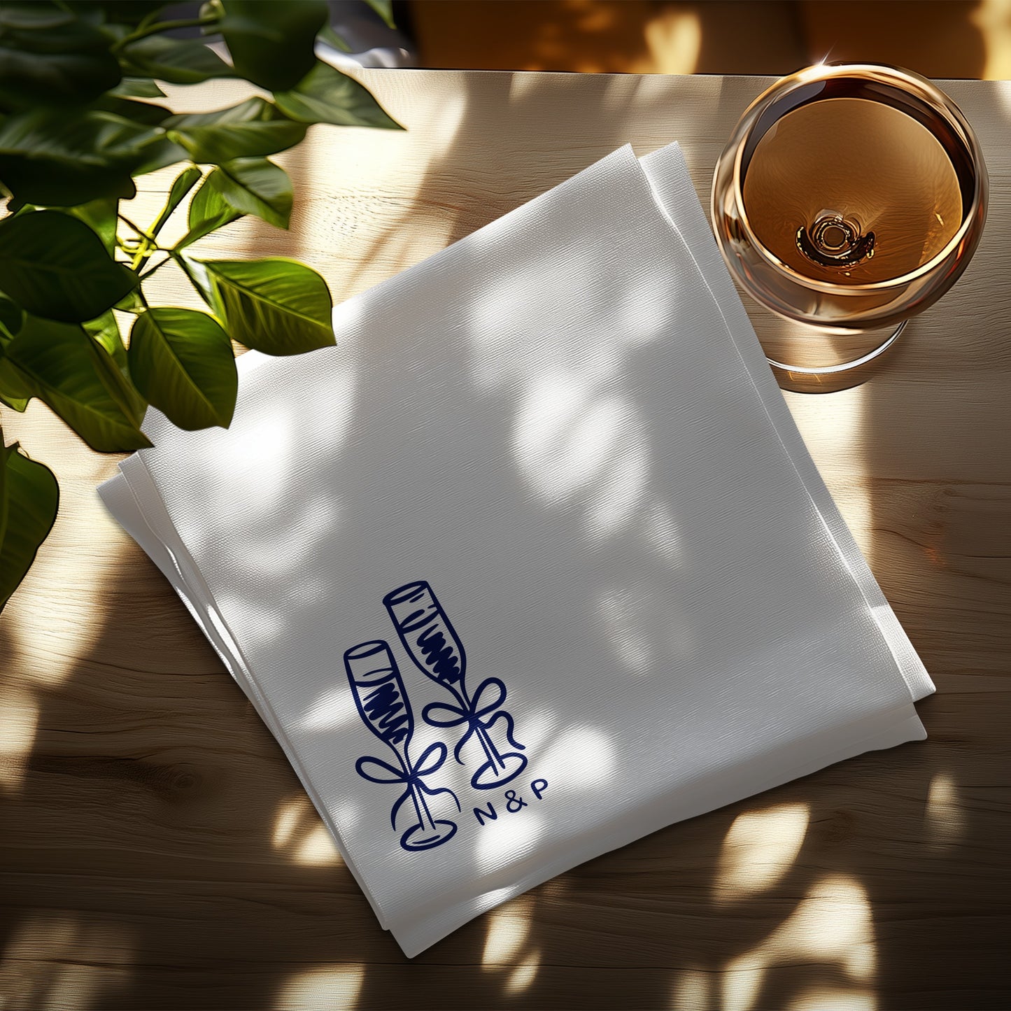 Elegant Champaign Glasses N&P Embroidered Table Linen product