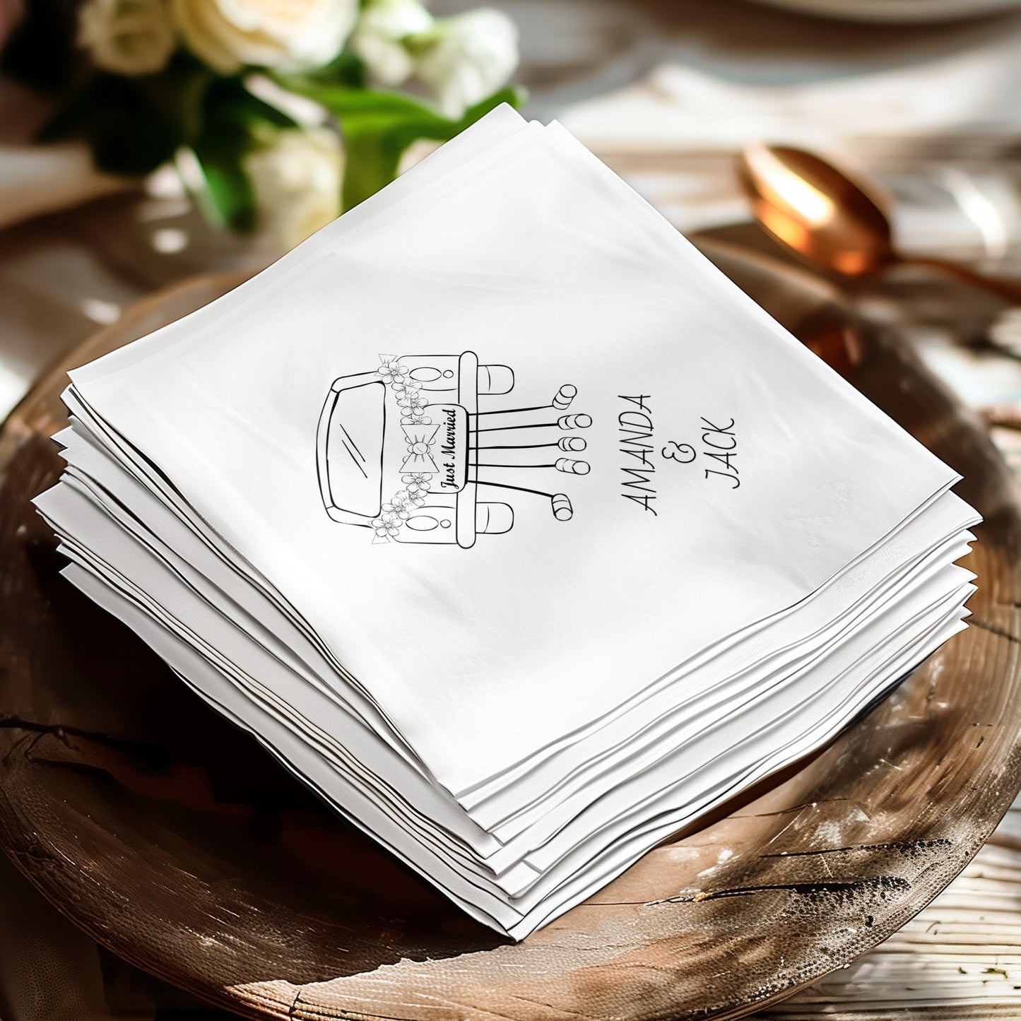Personalized Wedding Car Design Napkin product type