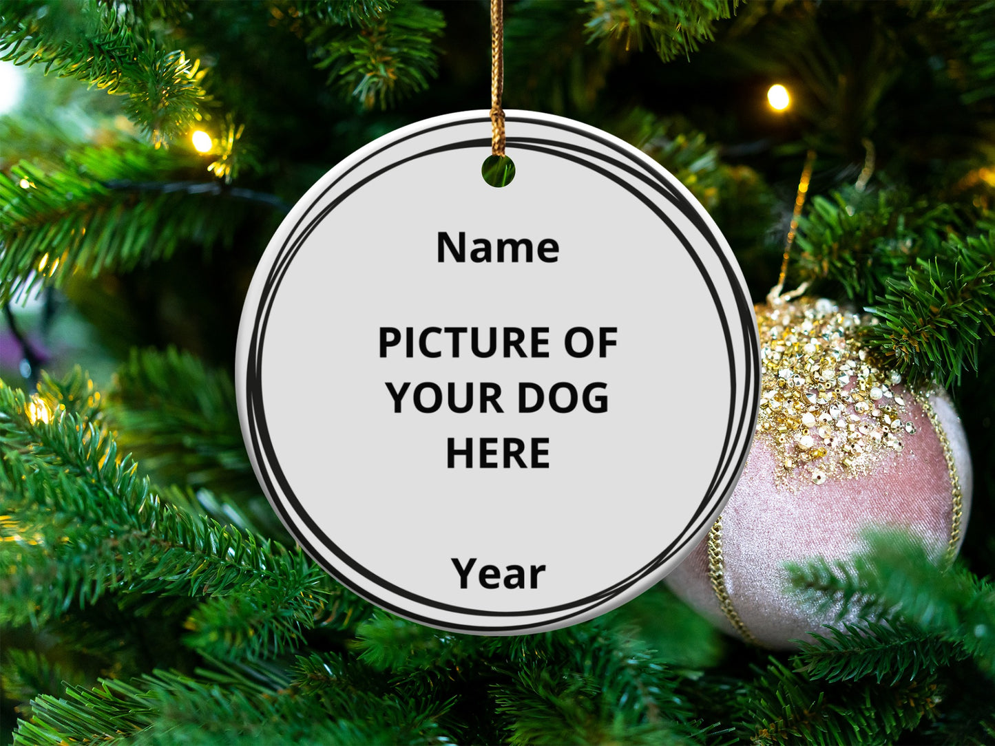 Personalized Dog Picture Holiday Ornament product type