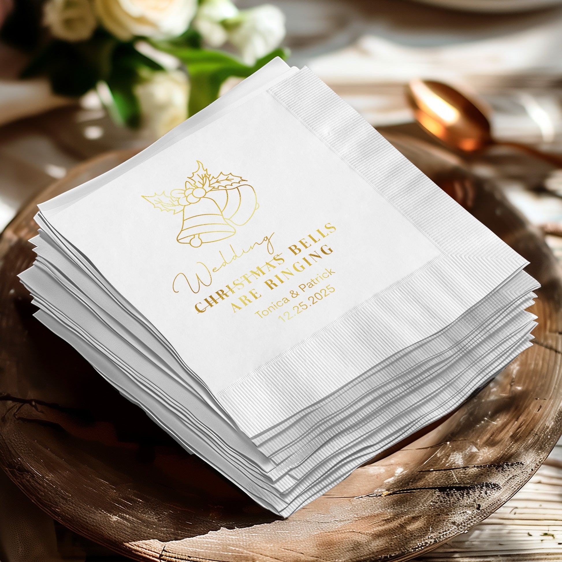 Wedding Christmas Bells Are Ringing Napkin Product