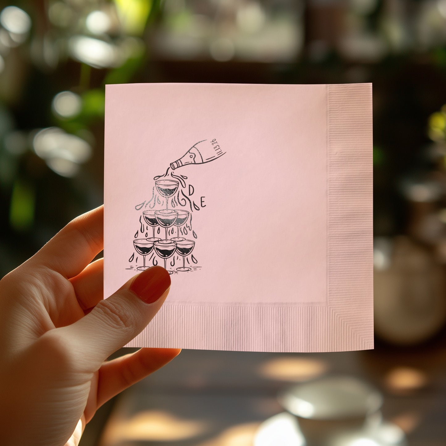 Whimsical Cake Illustration on Pink Paper Product Napkin