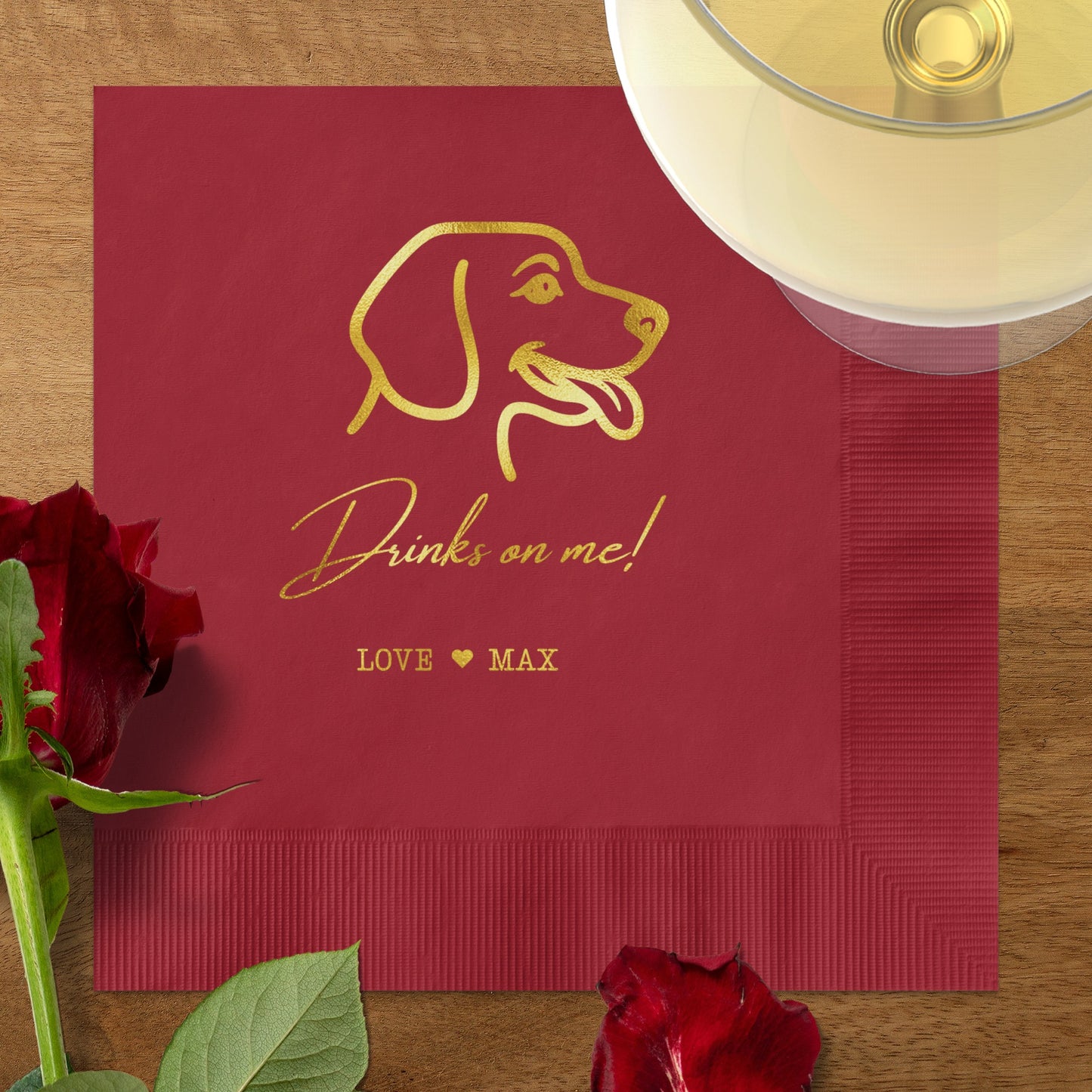 Drinks on Me Custom Dog Party Napkins