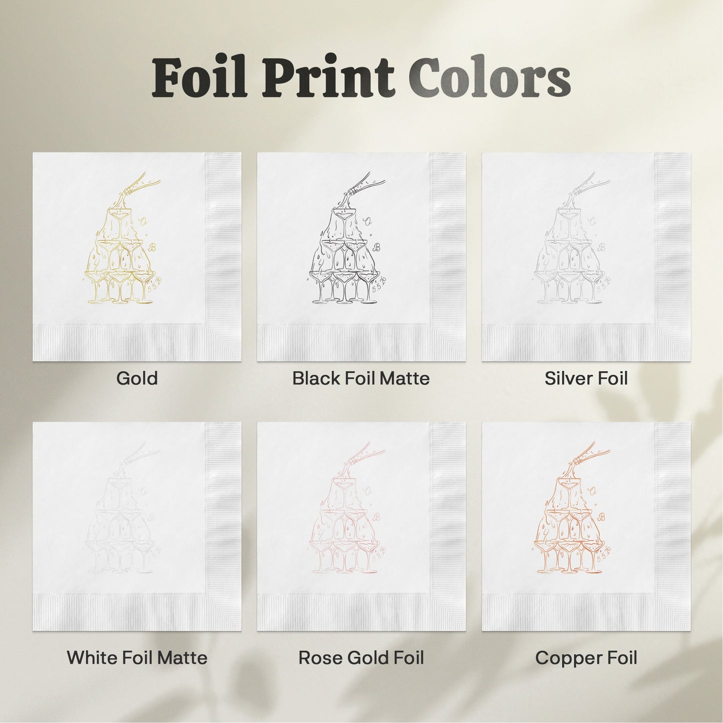 Foil Print Colors Variety for Elegant Napkin product