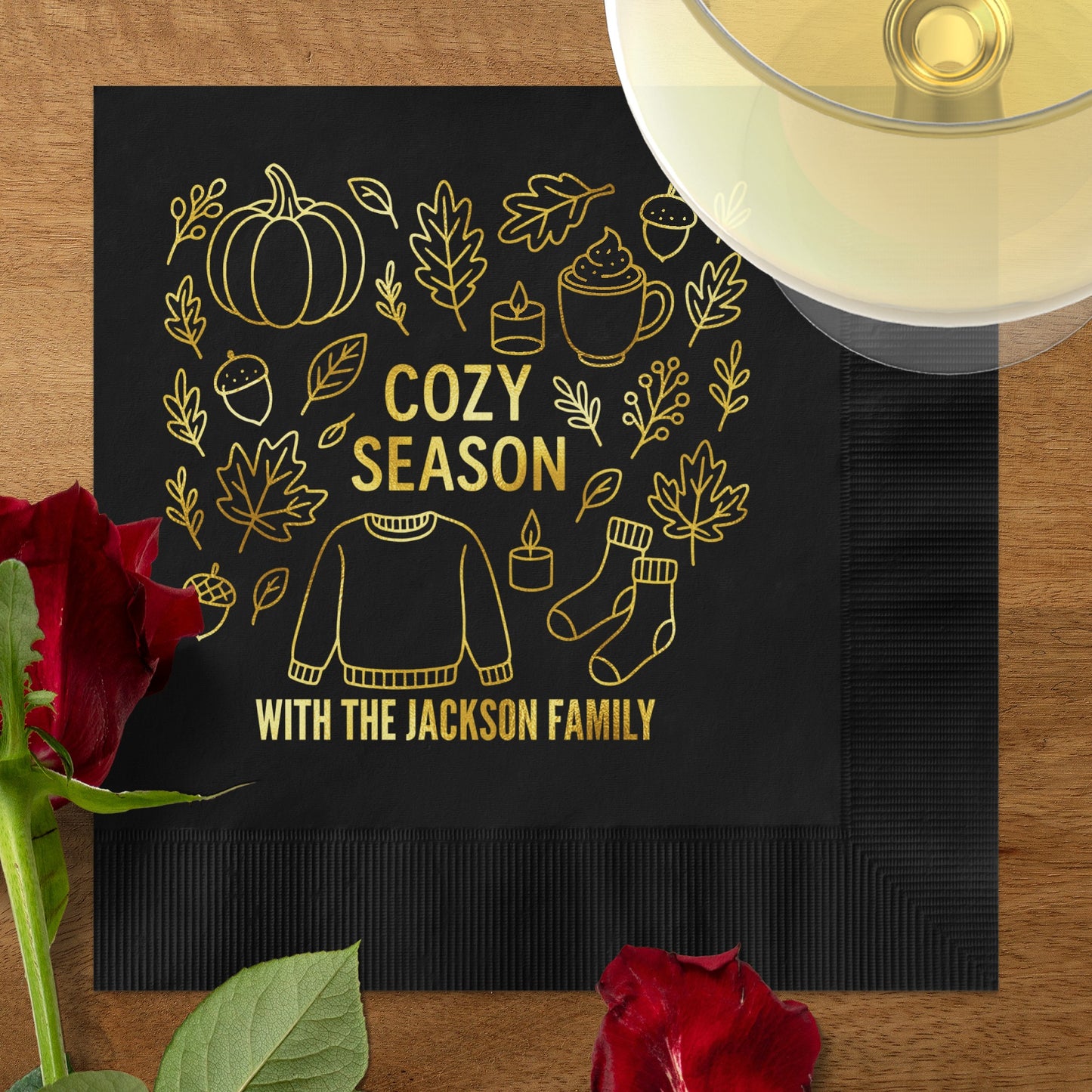 Cozy Season Personalized Black Napkin product