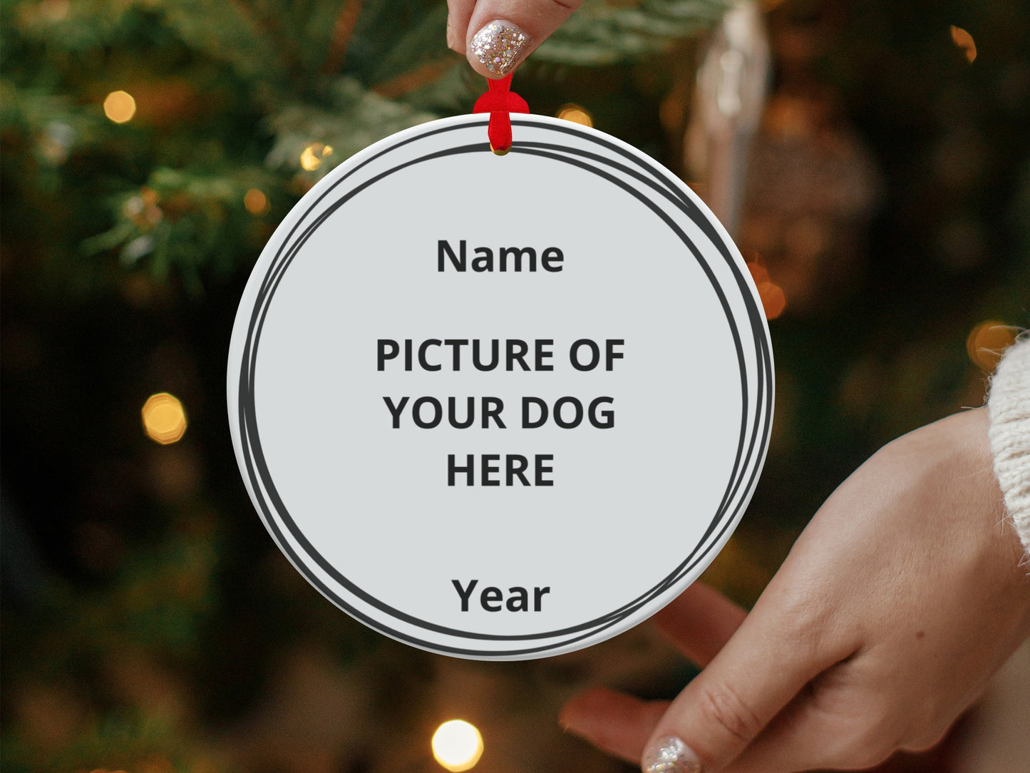 Customizable Dog Picture Christmas Ornament product