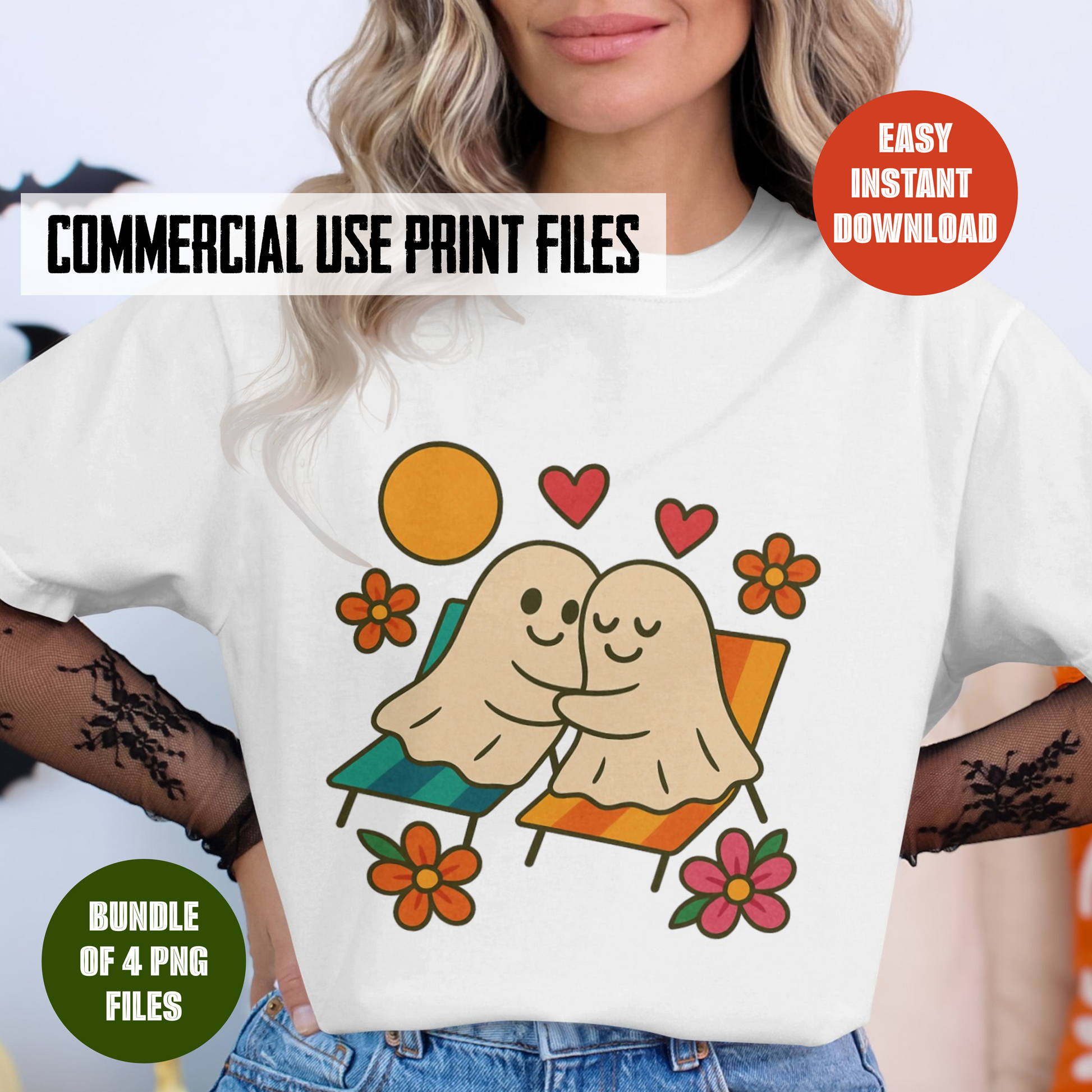 Cute Couple T-Shirt Design, Cartoon Love Graphic, Commercial Use, Instant Download PNG Files, Bundle of 4