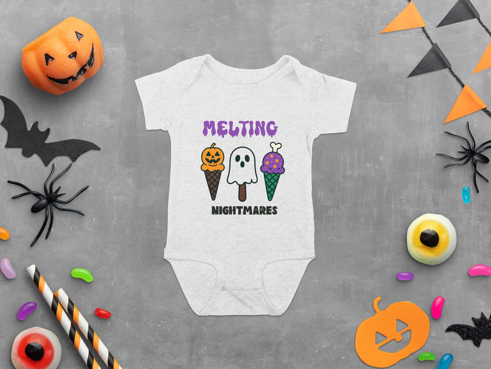 Halloween Baby Bodysuit, Cute Melting Nightmares Graphic, Newborn Infant Clothing, October Baby Shower Gift