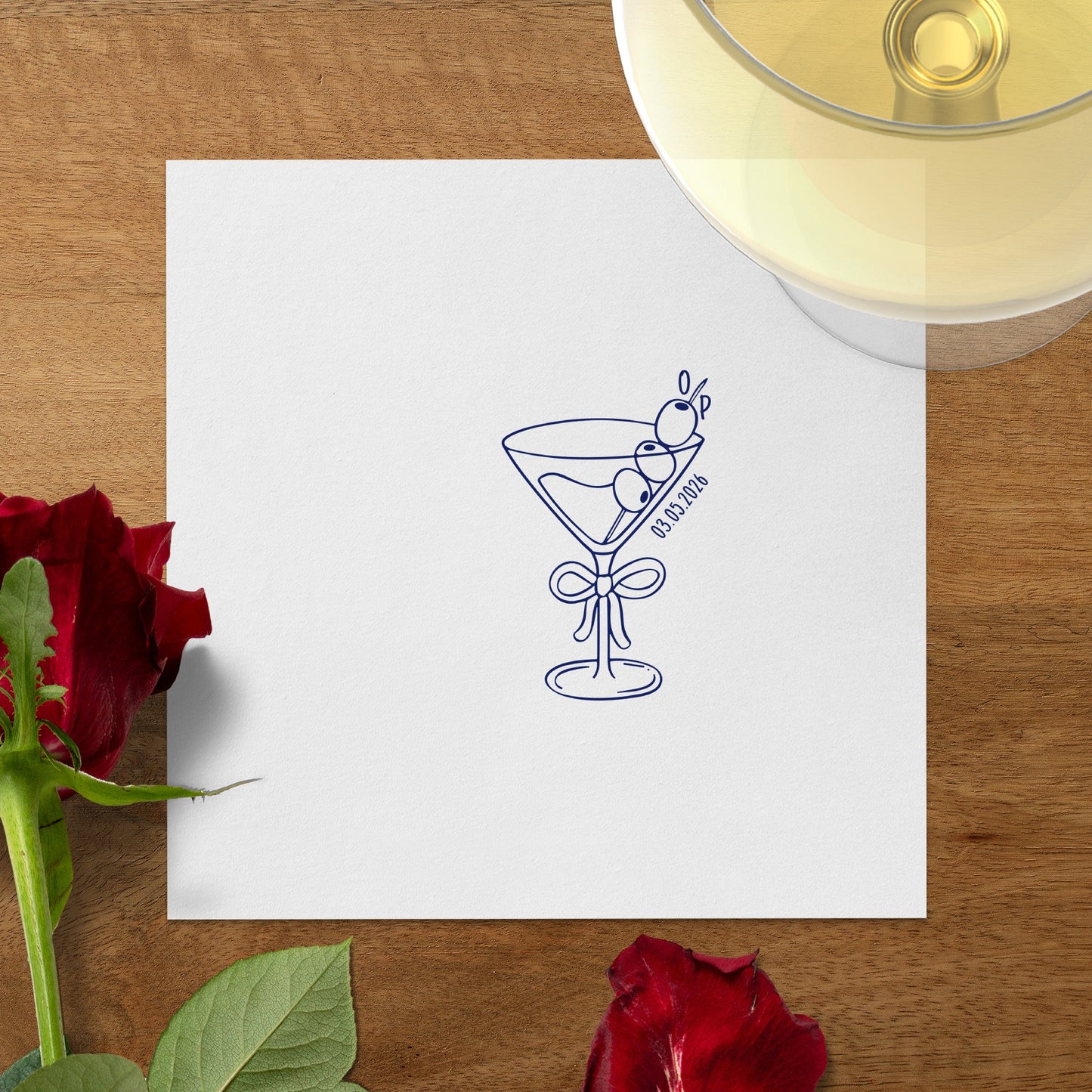 Elegant Martini Glass Embossed Square Coaster product