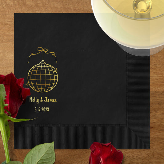 Personalized Black Napkins with Gold Foil Print Party product