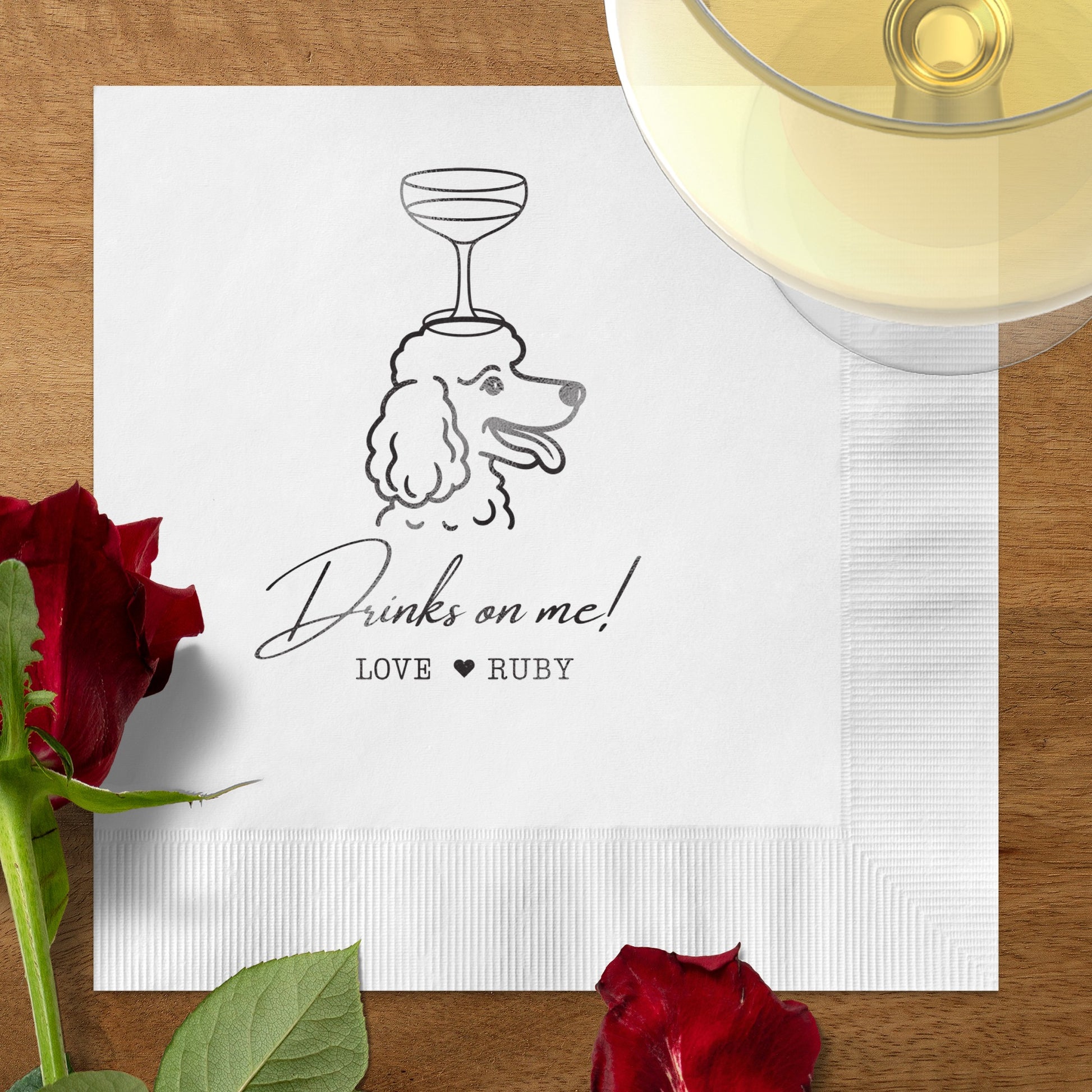 Drinks On Me Love Ruby Funny Cocktail Napkins