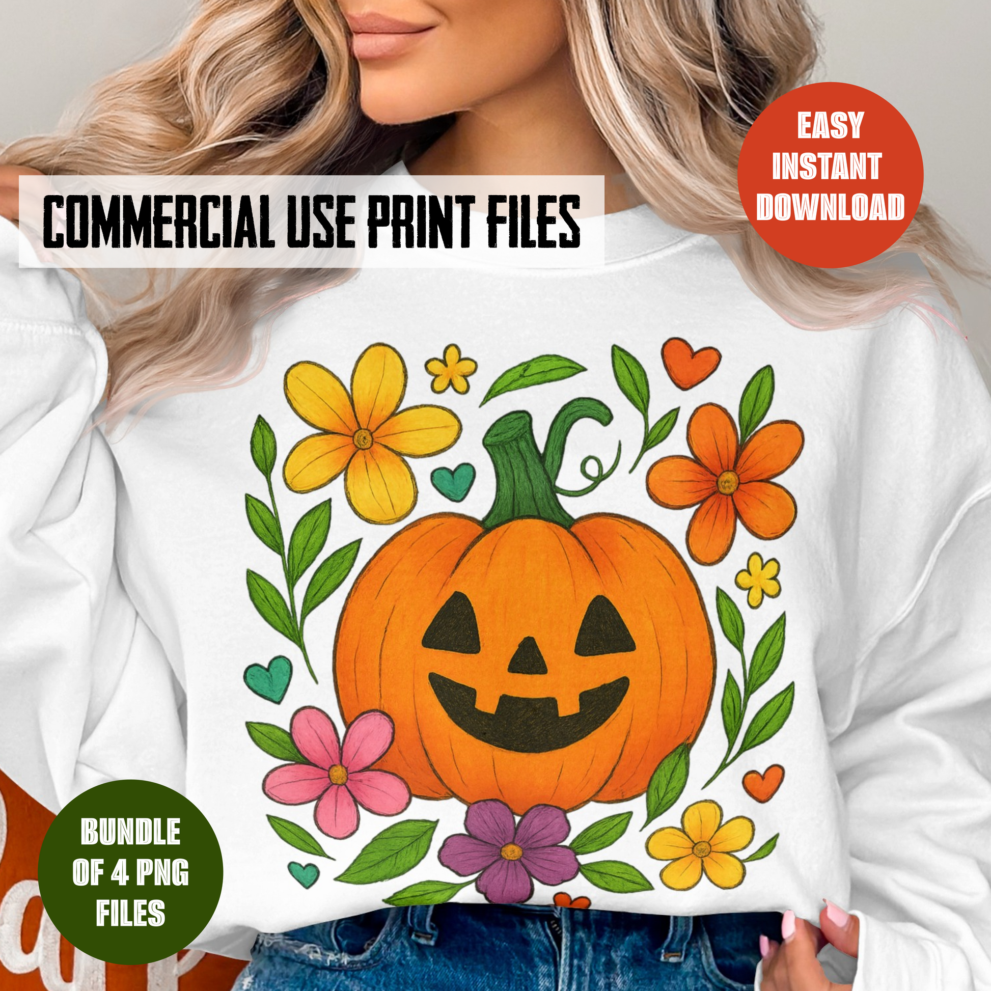 Floral Pumpkin Design Sweatshirt, Women's Fall Fashion Top, Halloween Autumn Graphic Print Pullover, Casual Comfy Clothing