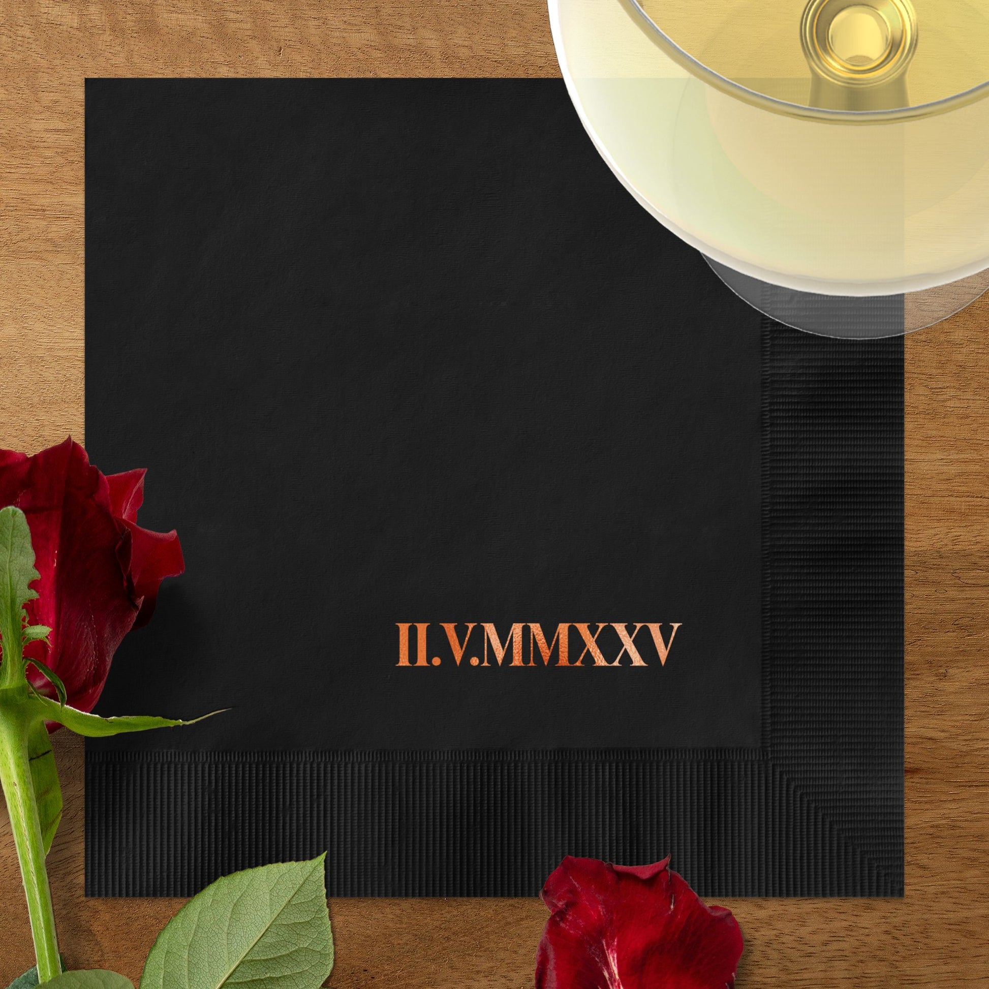 Elegant Black Napkins with Roman Numerals Product