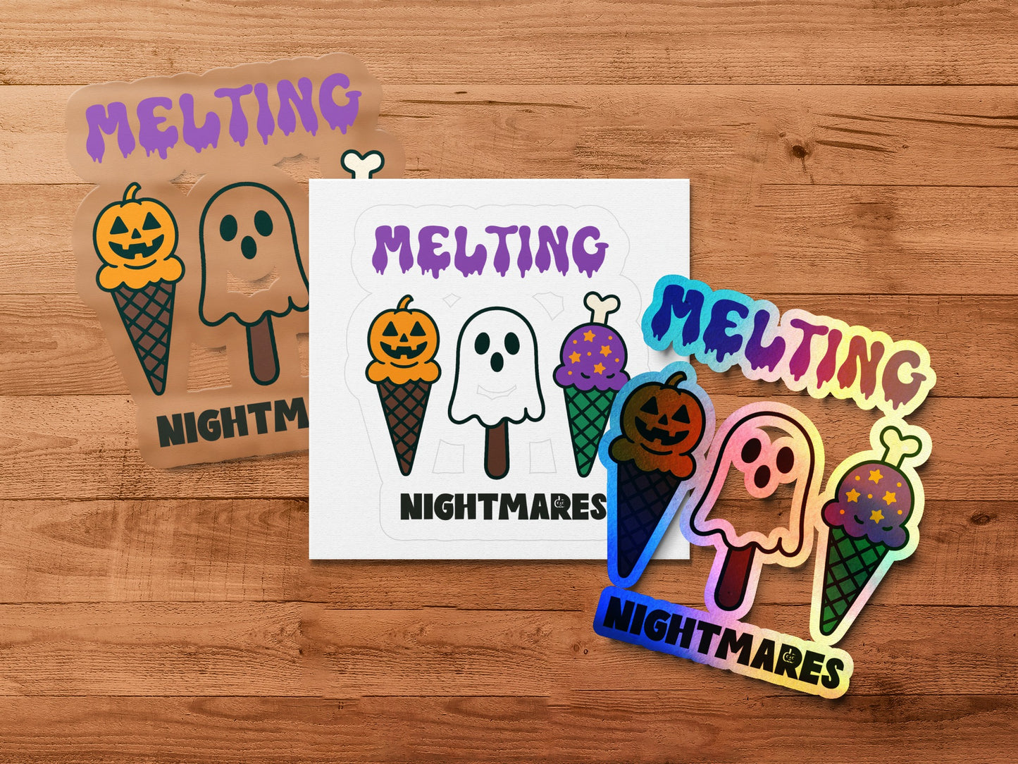 Halloween Sticker Pack, Cute Melting Nightmares, Ghost and Pumpkin, Spooky Fun, Vinyl Decals, Autumn Decorations
