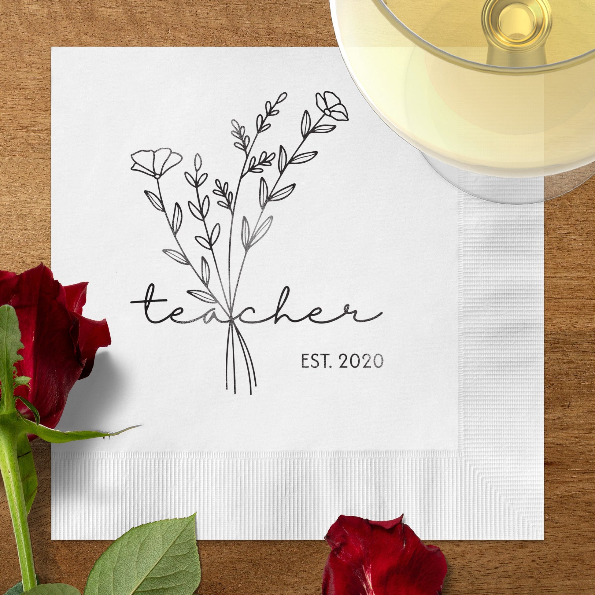 Teacher Est. 2020 Floral Design Napkin product type