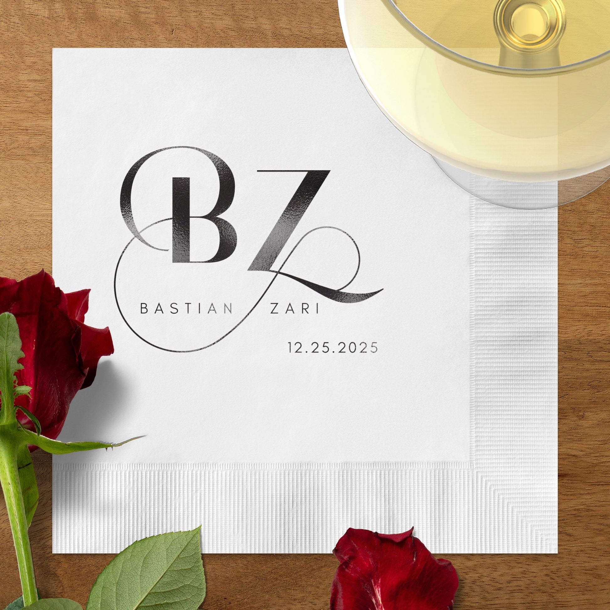 Personalized Elegant Monogram Napkins Wedding Product