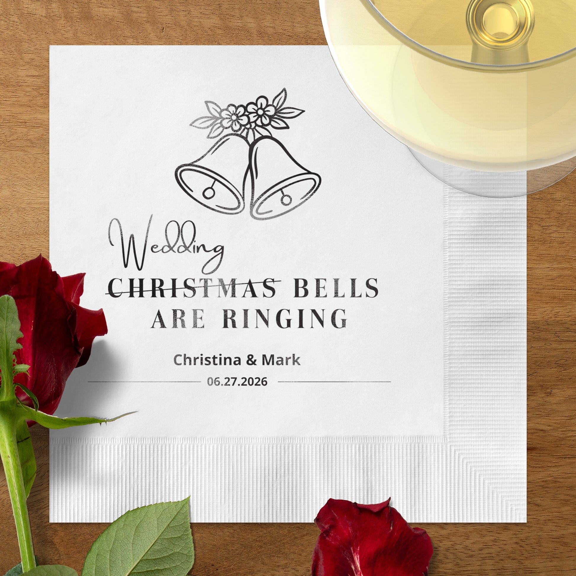 Custom Wedding Napkins with Elegant Bell Design product