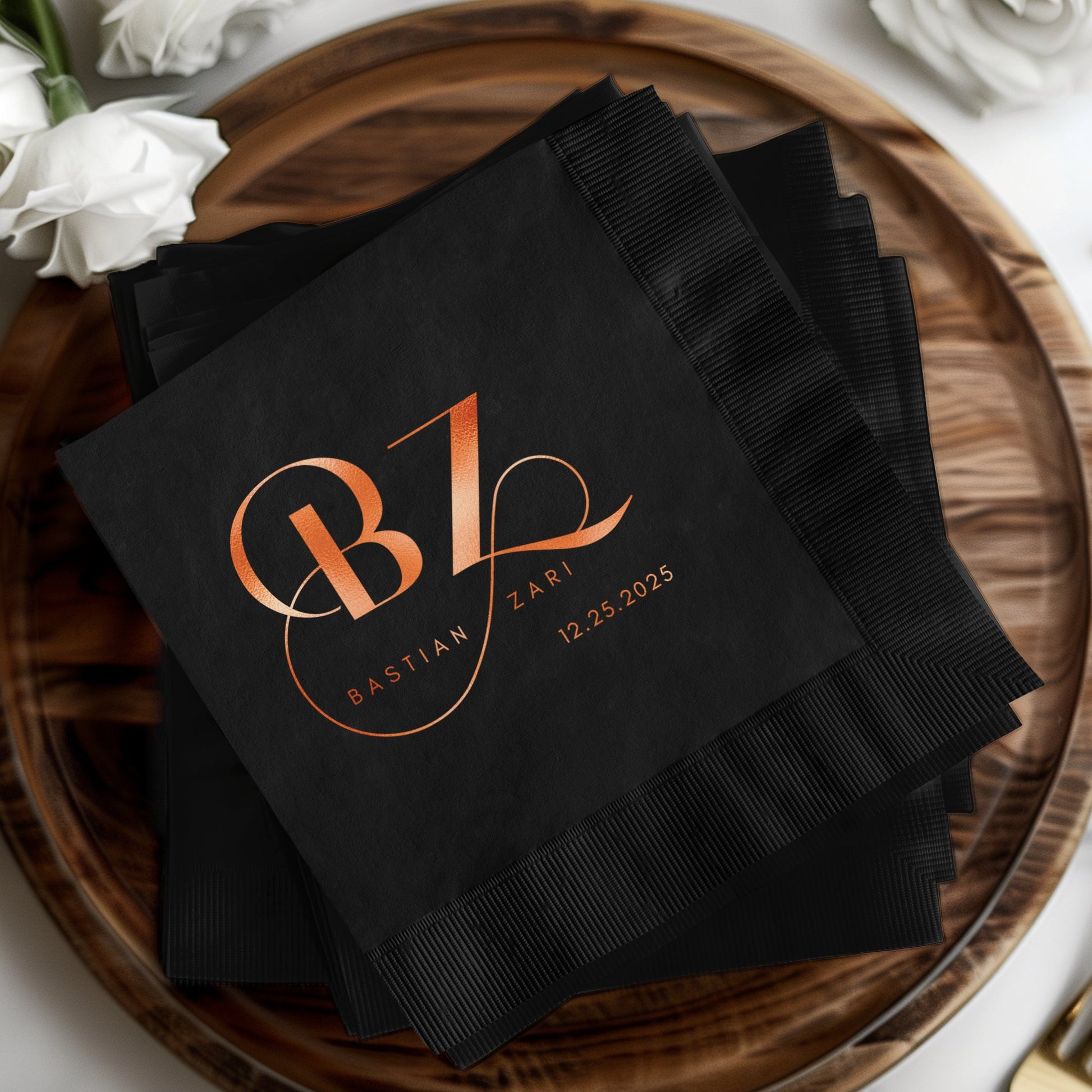 Custom Black Monogram Personalized Wedding Napkins product