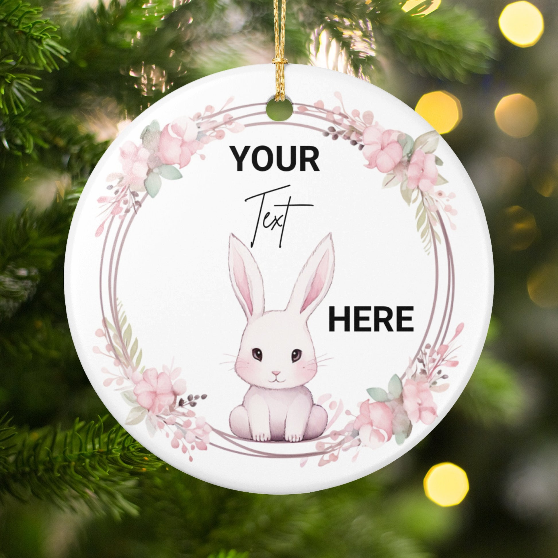 Personalized White Bunny Christmas Ornament product type