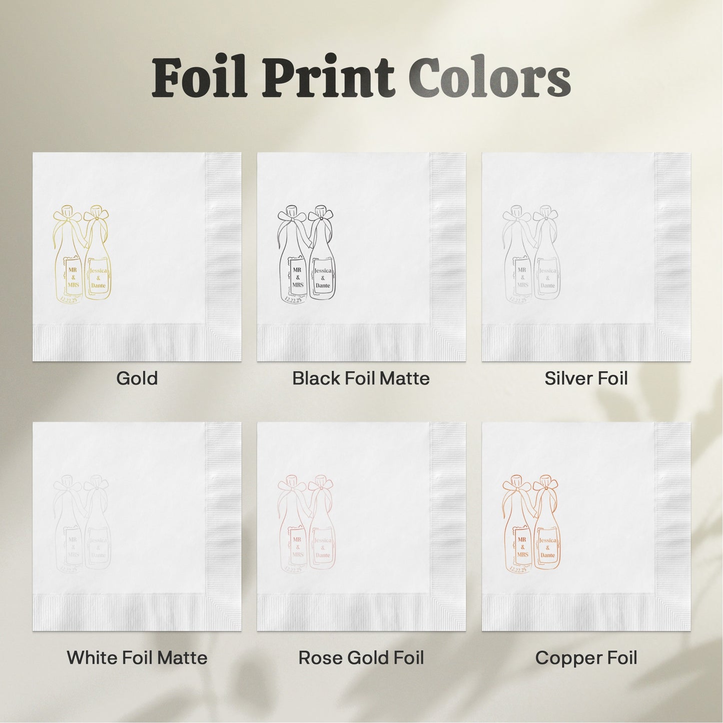 Foil Print Colors Customizable Napkin Product