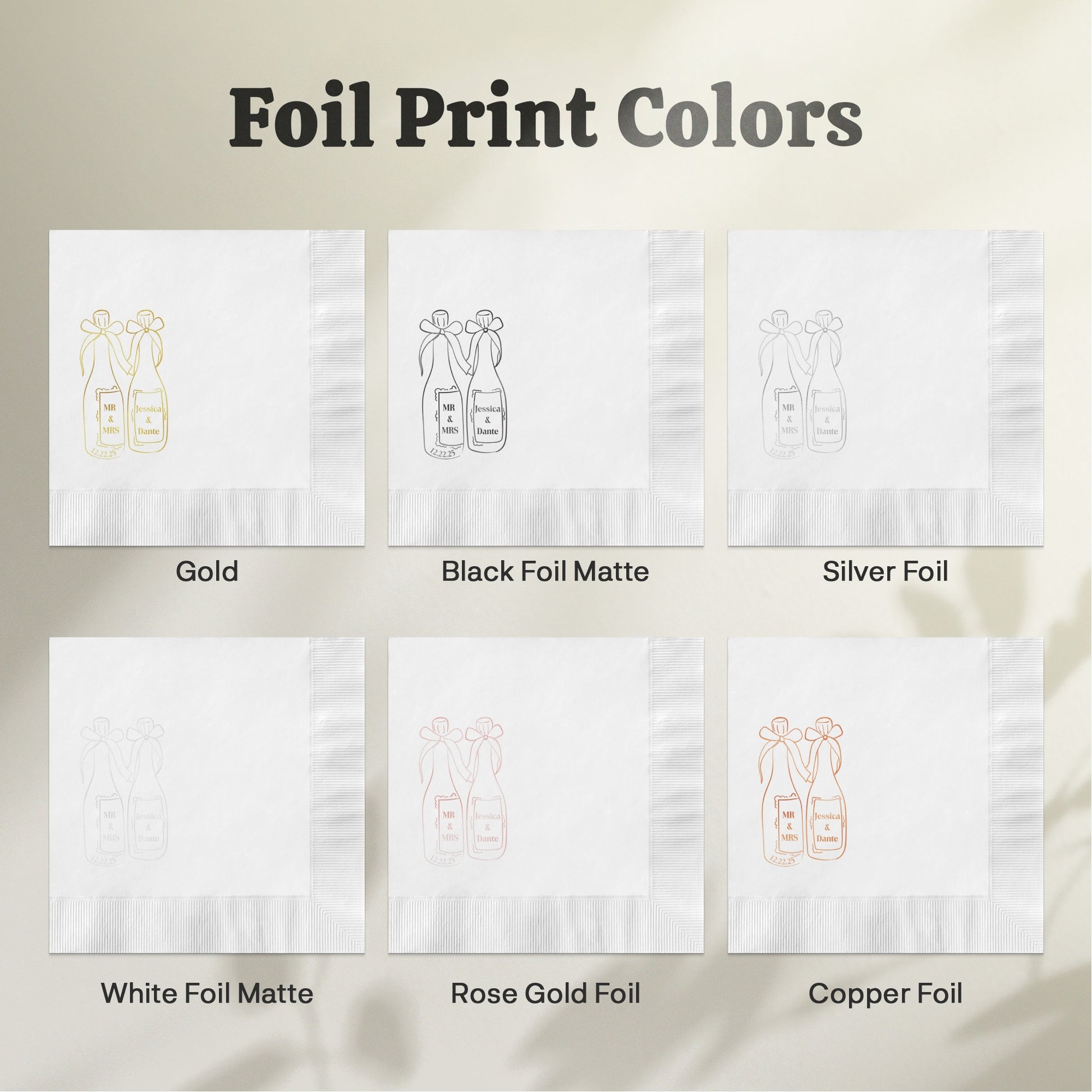 Foil Print Colors Customizable Napkin Product