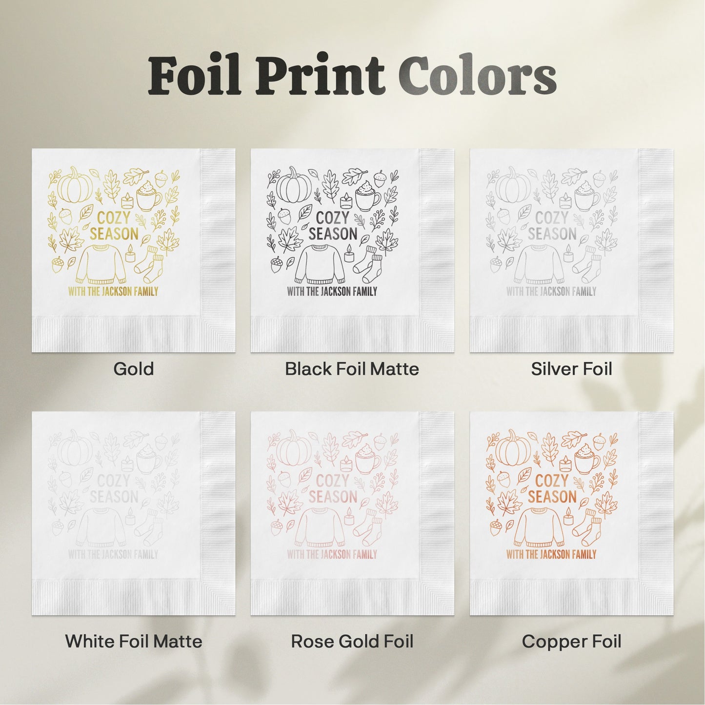 Personalized Cozy Season Foil Print Colors product type