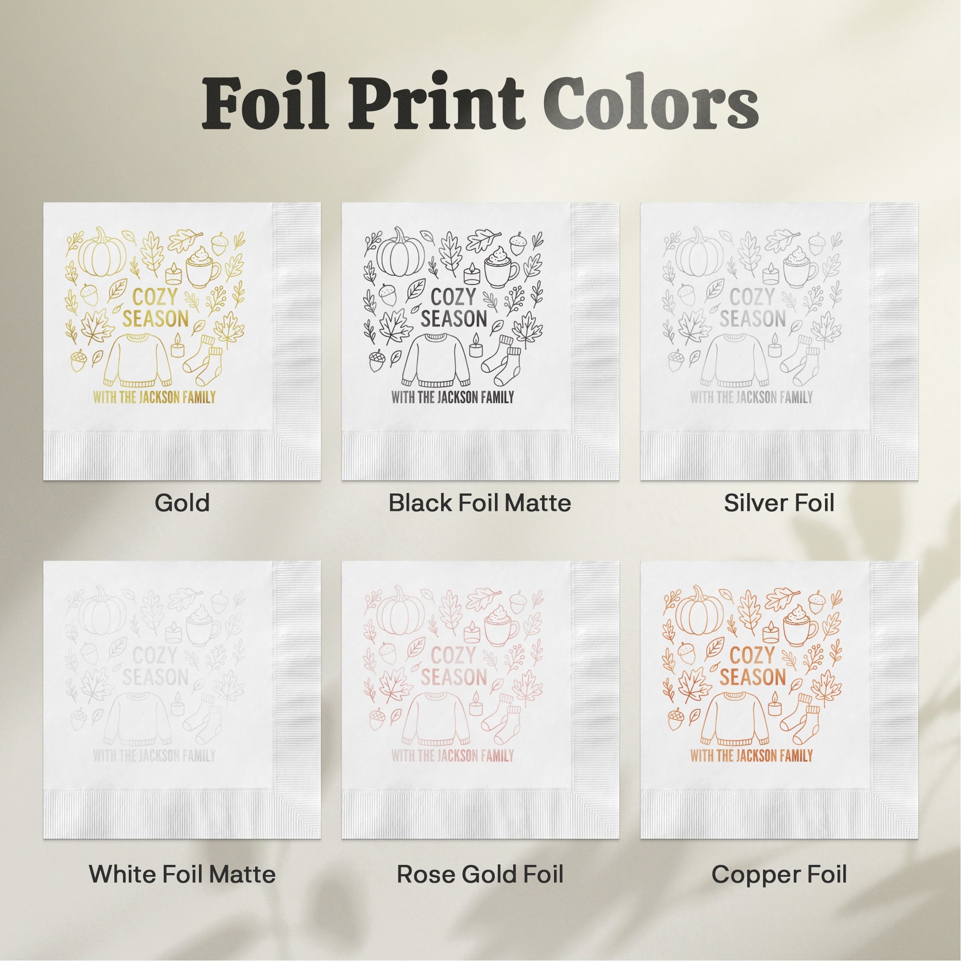 Personalized Cozy Season Foil Print Colors product type