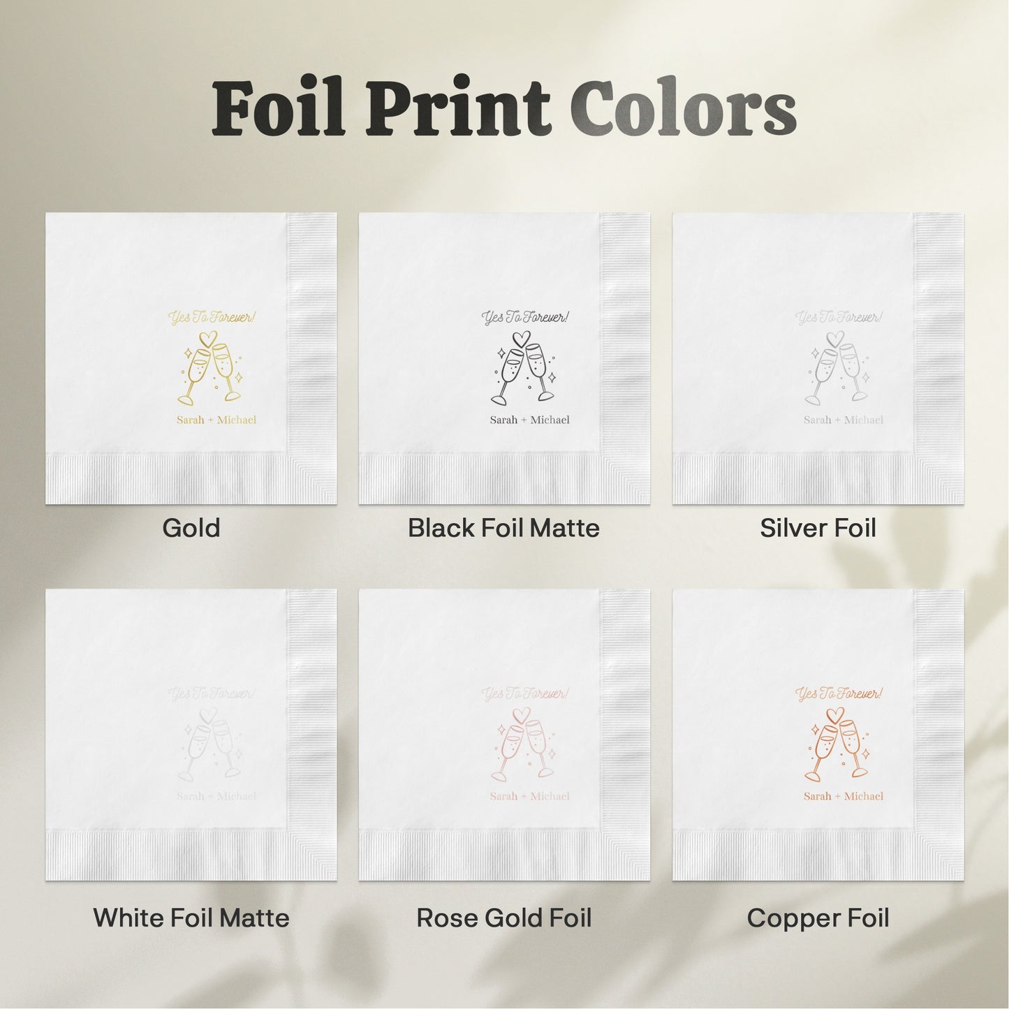 Personalized Foil Print Colored Wedding Napkins product type
