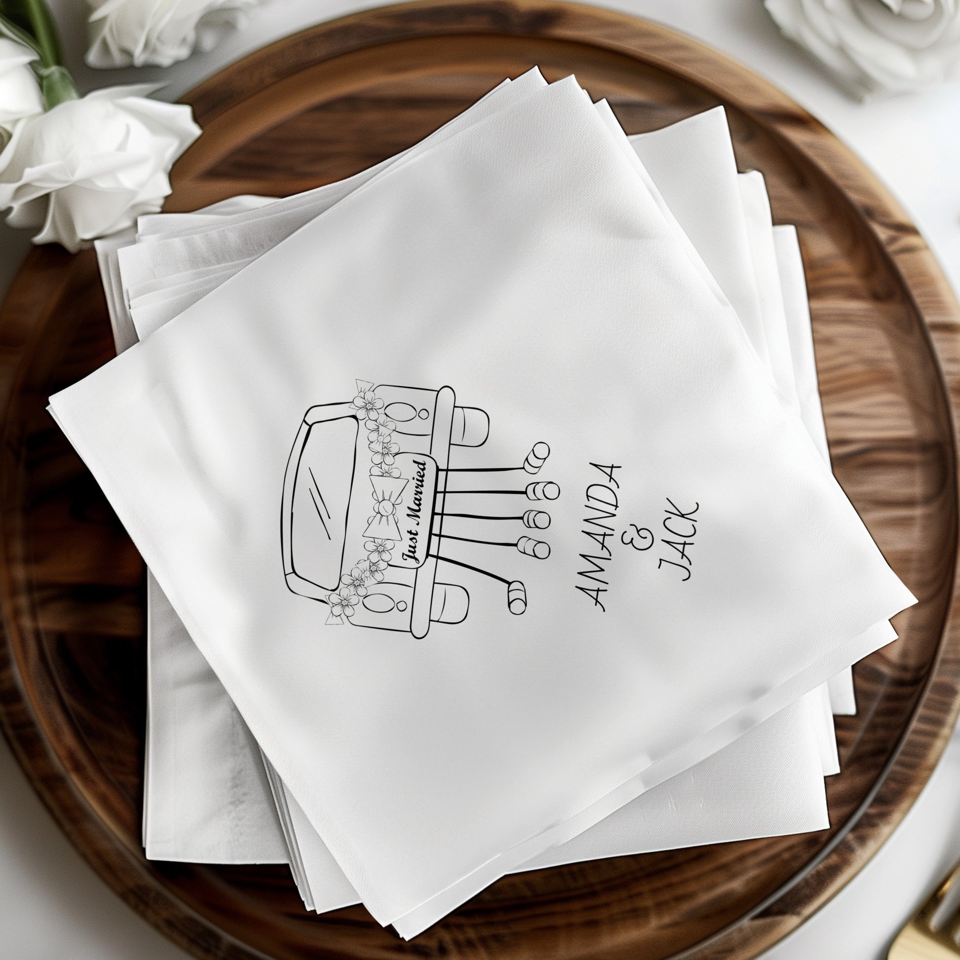 Personalized Wedding Car Design Napkin product