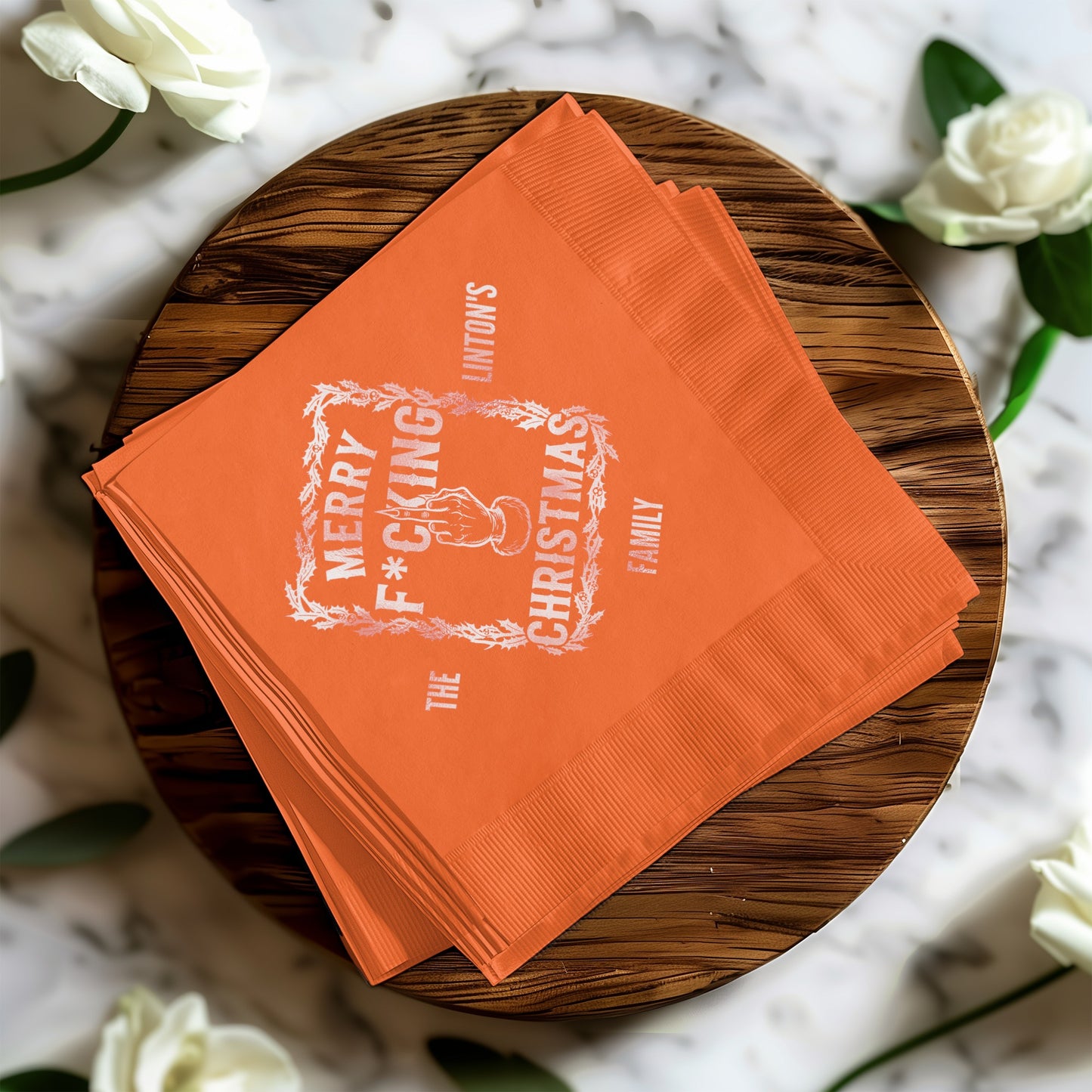 Merry Funny Christmas Family Orange Napkin product